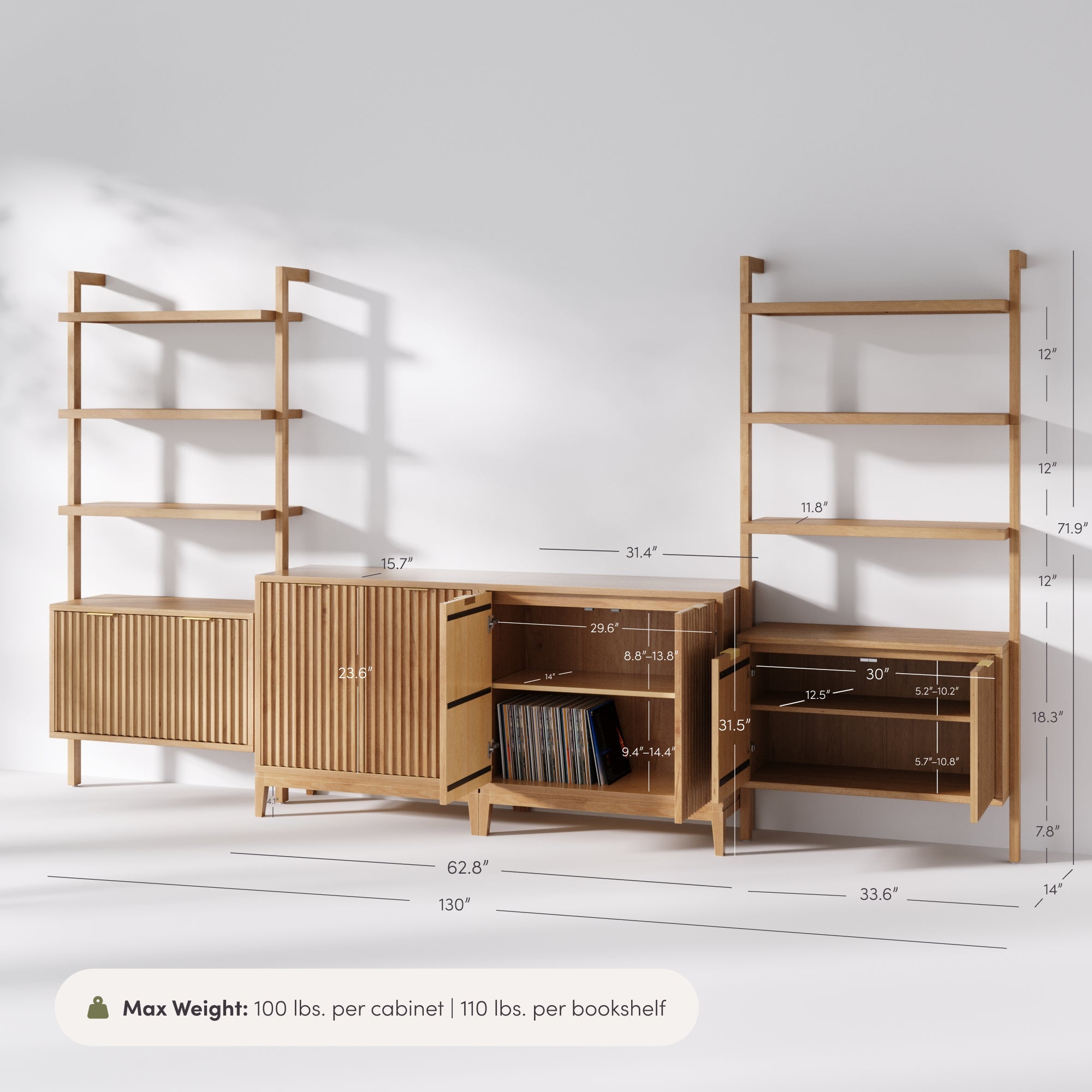 Jasper Entertainment Center Pine Gold 2 Cabinets | Nathan James