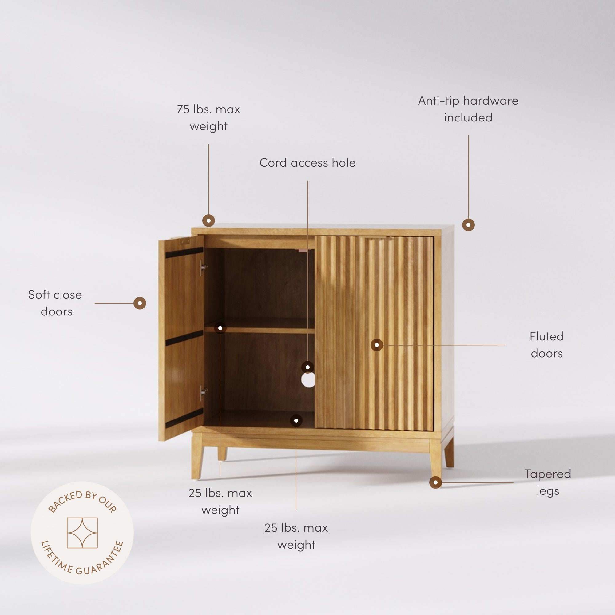 Bohemian Jasper Warm Pine Wood Storage Cabinet Doors | Nathan James