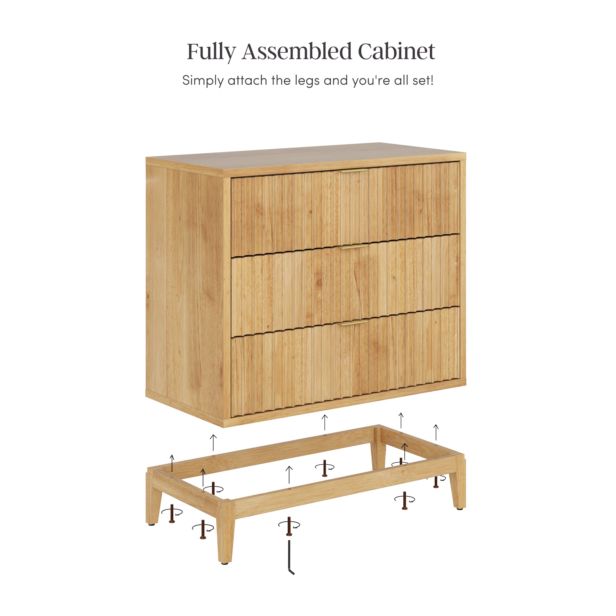 Jasper Mid-Century Fluted Dresser Warm Pine Set of 2 | Nathan James