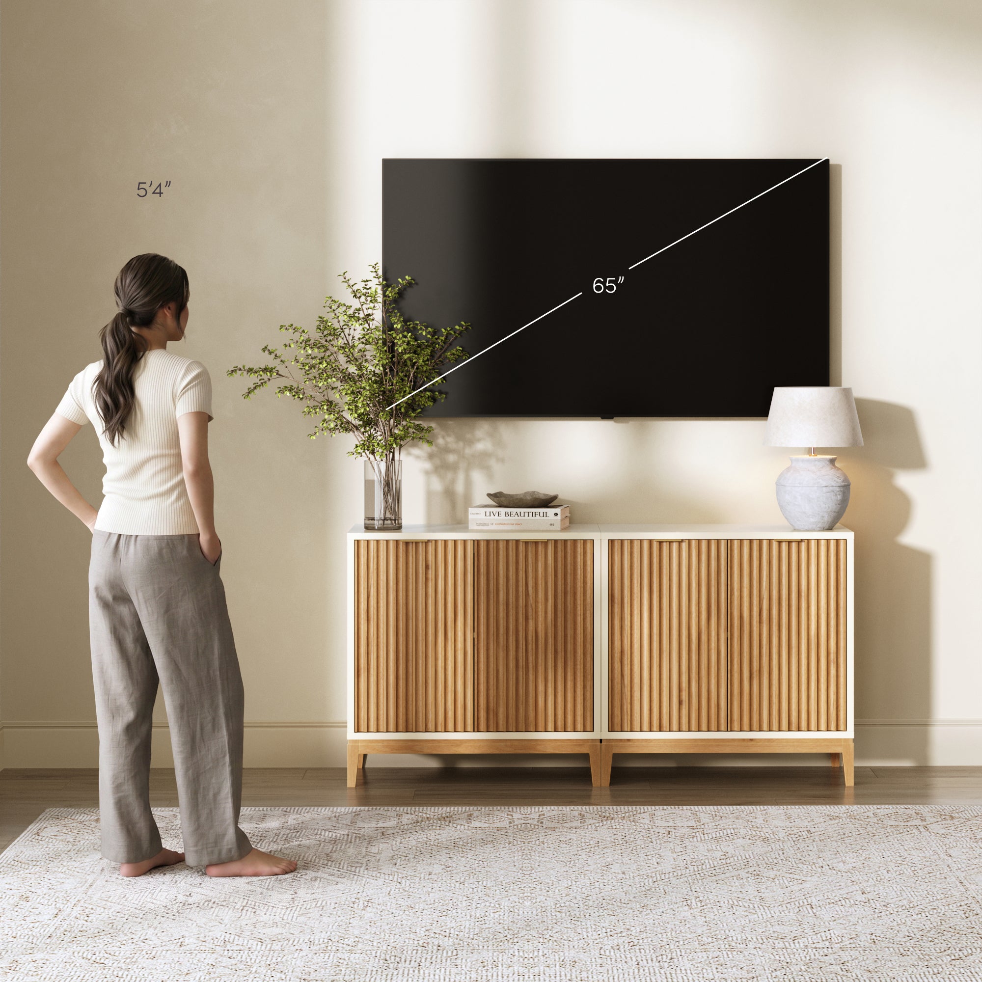 Jasper Credenza Warm White Pine Set of 2 | Nathan James