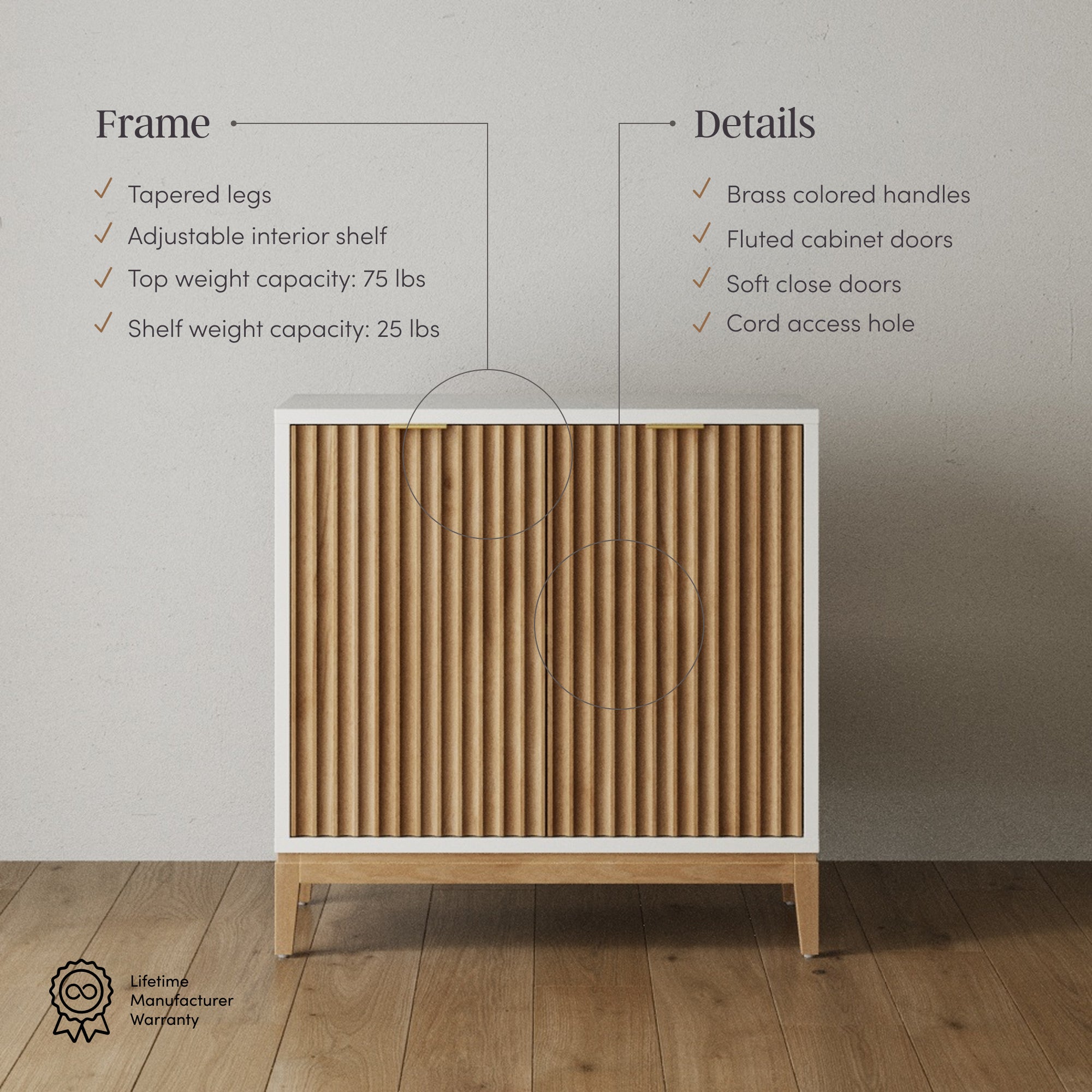 Jasper Boho Wood Fluted Storage Cabinet White Set of 3 | Nathan James