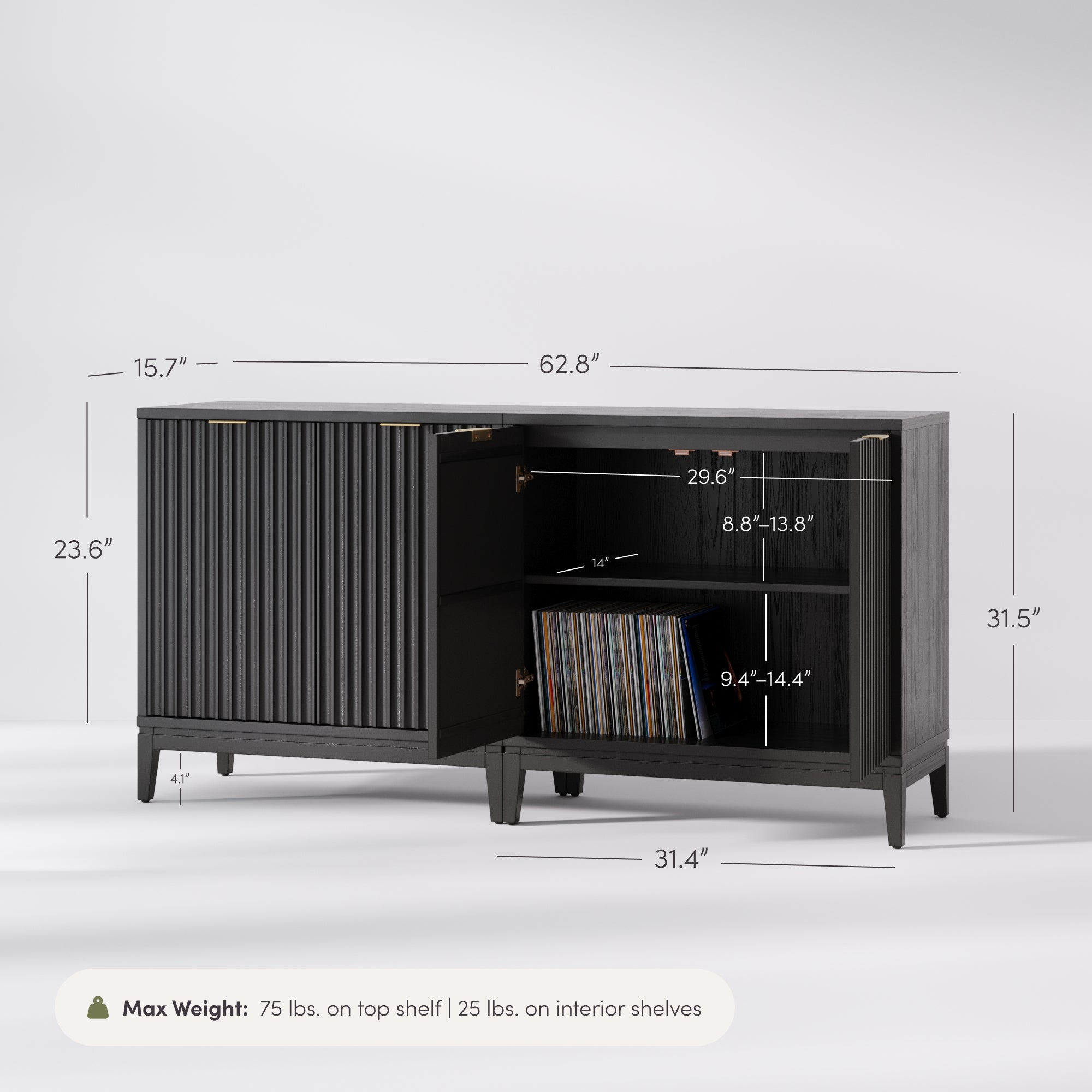Jasper Credenza Black Oak Set of 2 Fluted | Nathan James