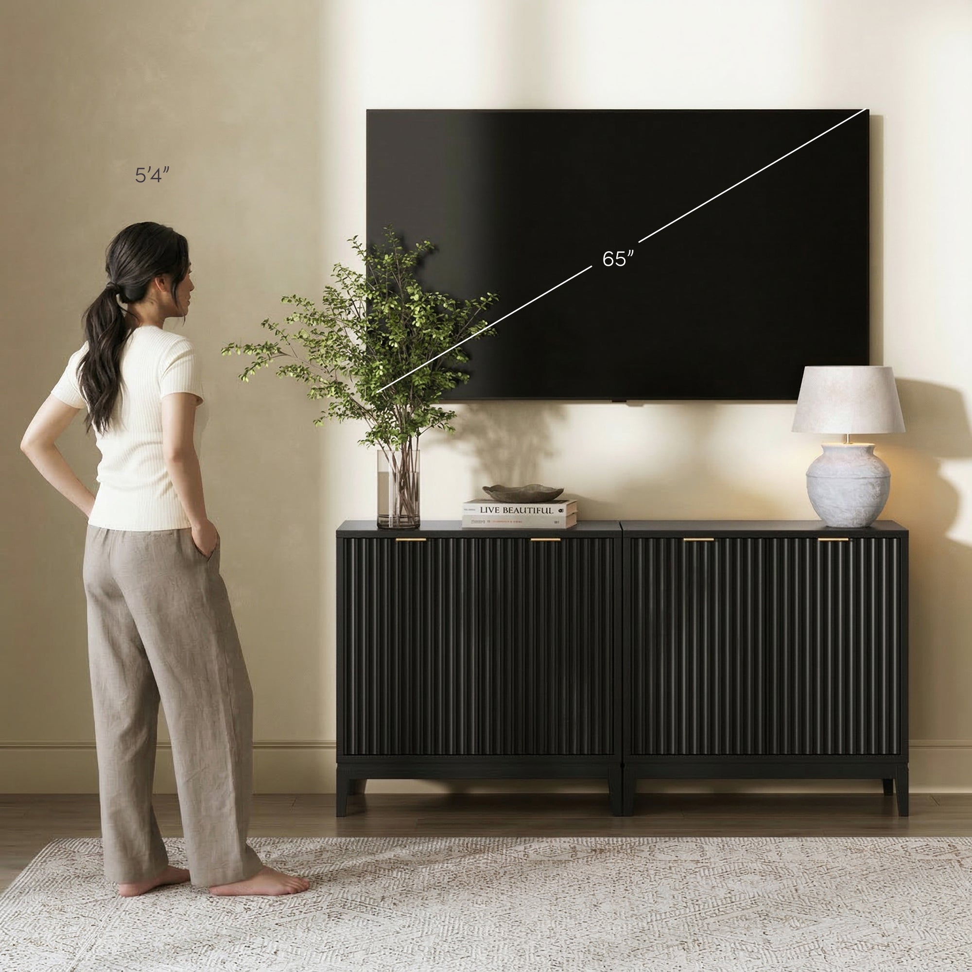 Jasper Credenza Black Oak Set of 2 Fluted | Nathan James