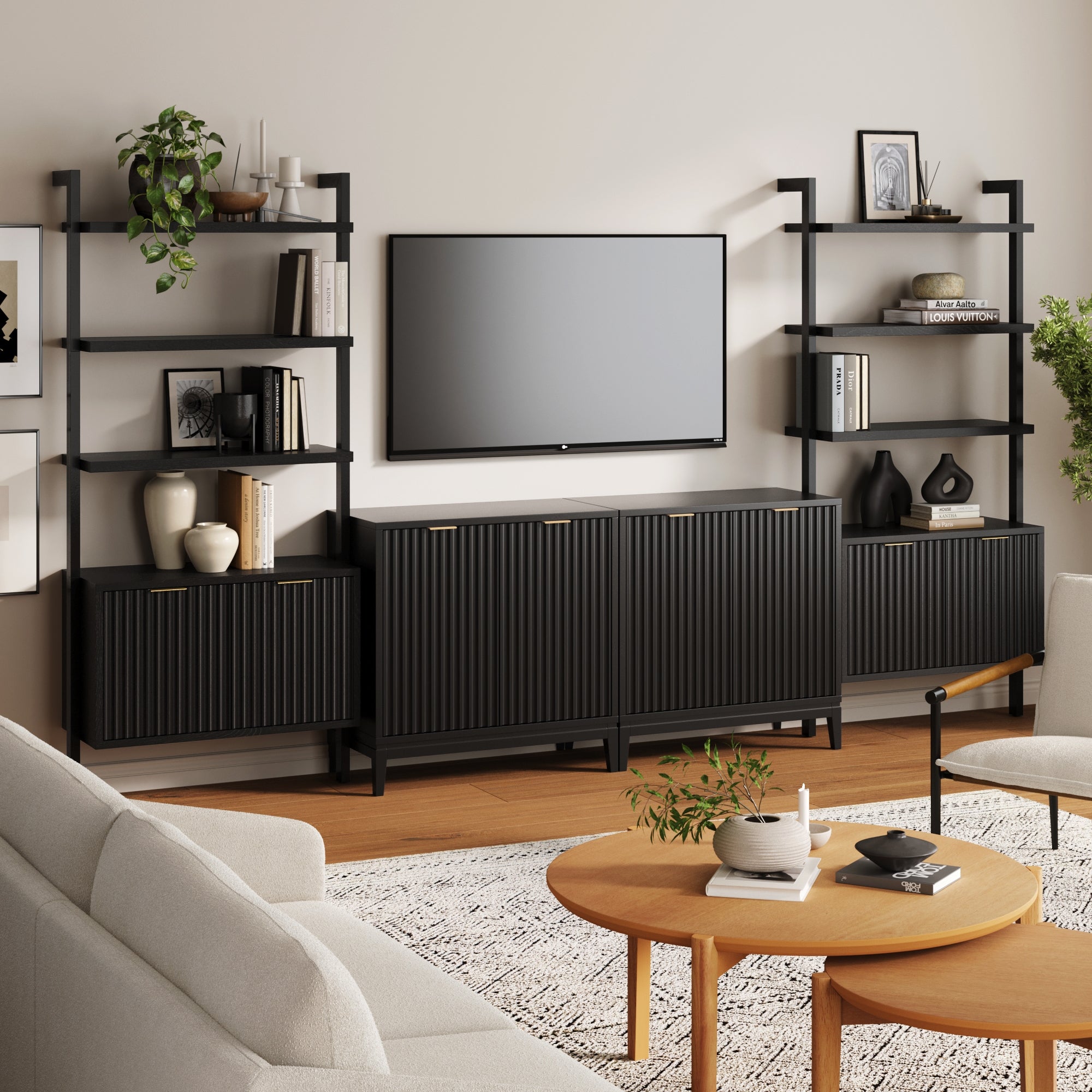 Solid Wood Fluted Entertainment Center - Thumbnail 3