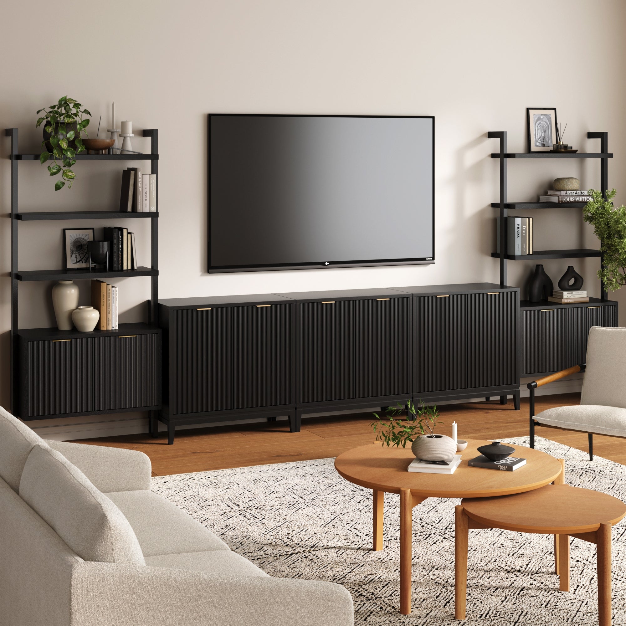 Solid Wood Fluted Entertainment Center - Thumbnail 4