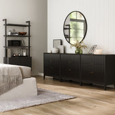 Mid-Century Fluted 9-Drawer Extra Large Dresser Black (Set of 3) Mid-Century Fluted 9-Drawer Extra Large Dresser Black (Set of 3)