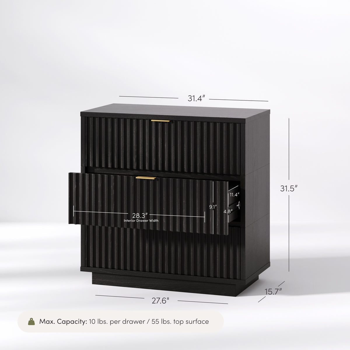 Modern Stackable 3-Drawer Modular Dresser Black Oak - Nathan James