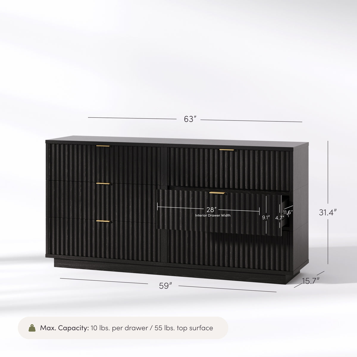 Modern Stackable 6-Drawer Modular Dresser Black Oak - Nathan James