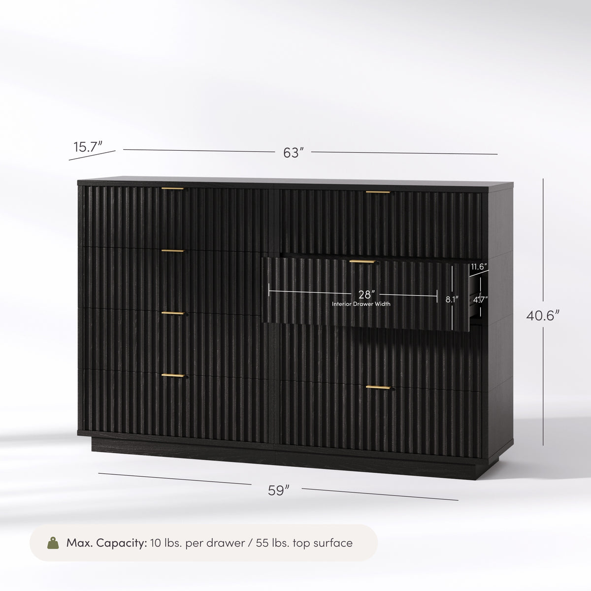 Modern Stackable 8-Drawer Modular Dresser Black Oak - Nathan James