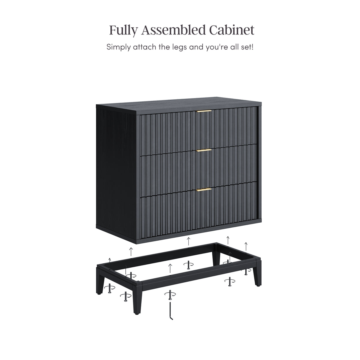 Mid-Century Fluted 3-Drawer Dressers Black Oak (Set of 2) Mid-Century Fluted 3-Drawer Dressers Black Oak (Set of 2)