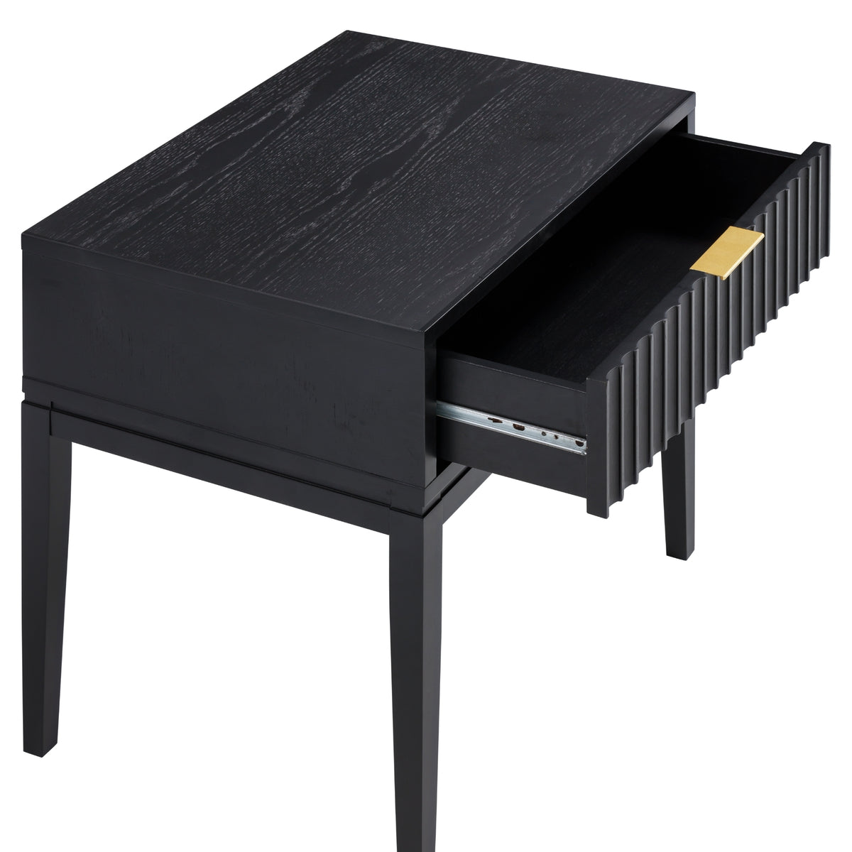 dresser night table Mid-Century Wooden Fluted Dresser & Nightstand Set Black Oak