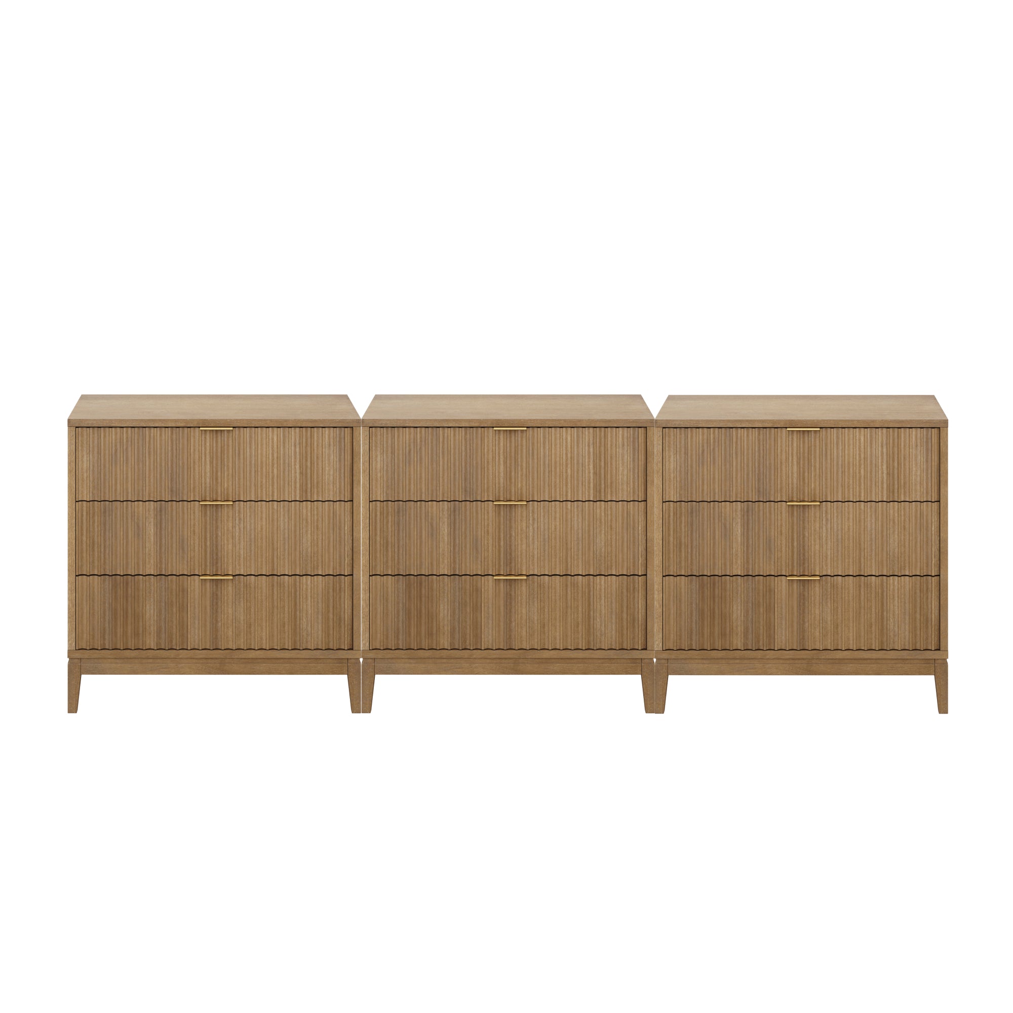 Bohemian Solid Wood 3-Drawer Fluted Dresser - Thumbnail 5