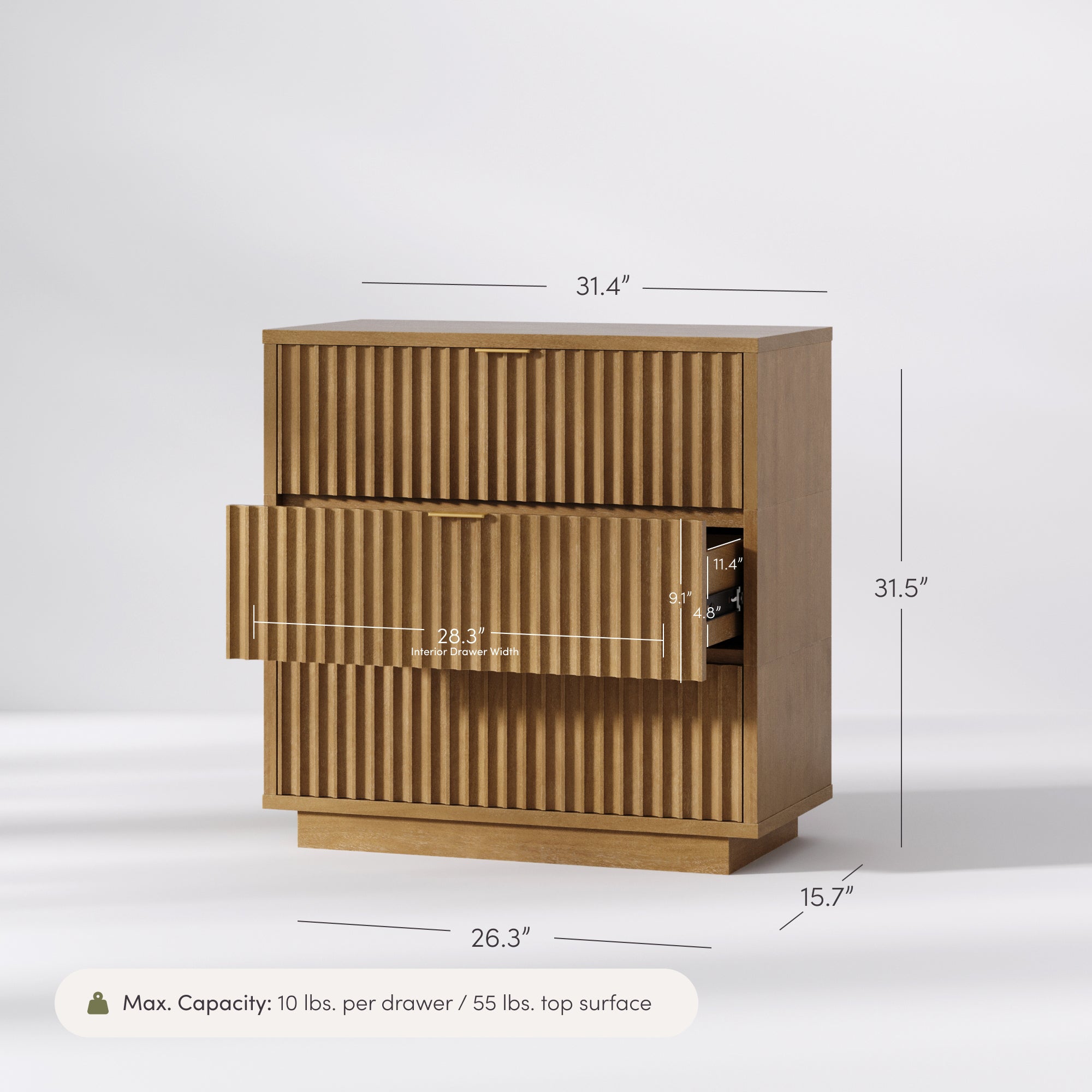 Jasper Dresser Modular 3-Drawer Light Brown | Nathan James