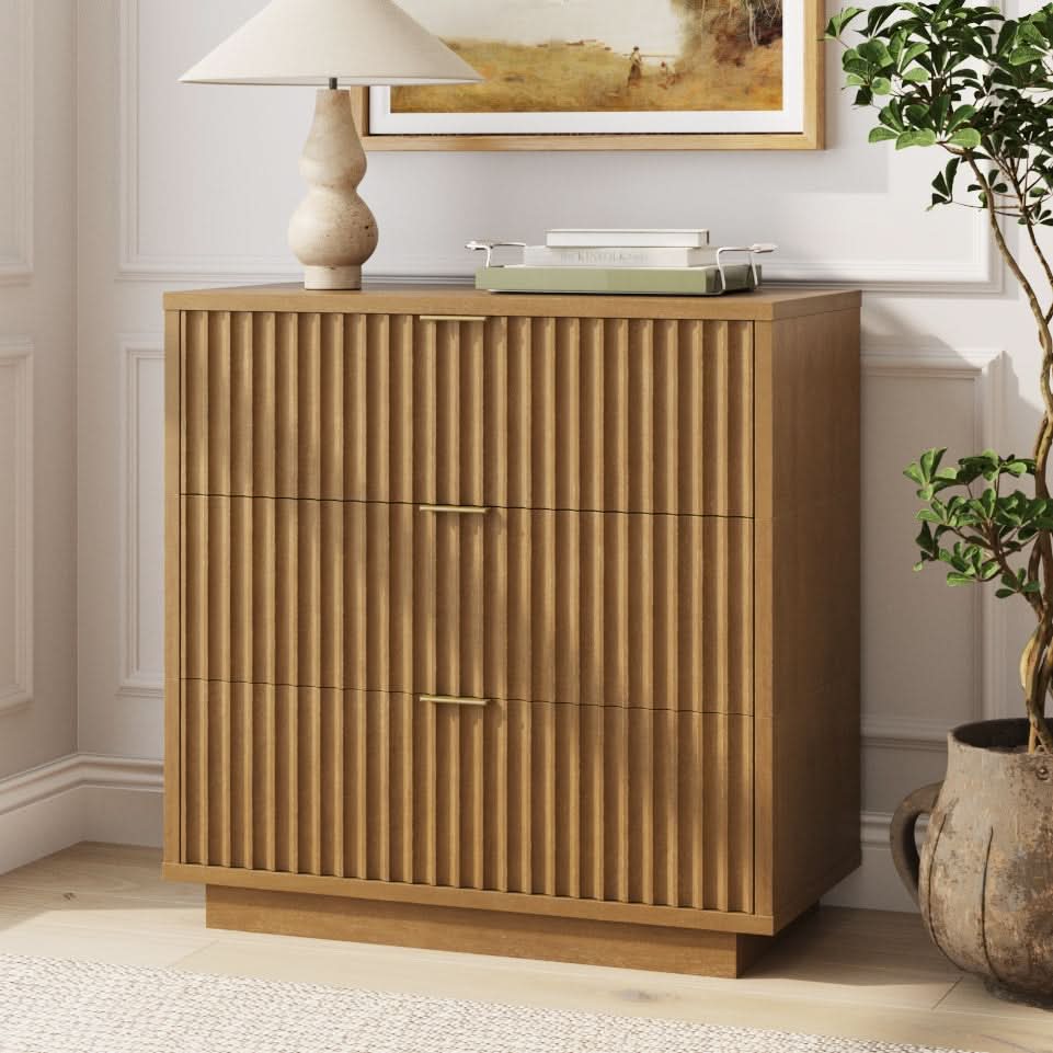 Modern Stackable 3-Drawer Modular Dresser Light Brown