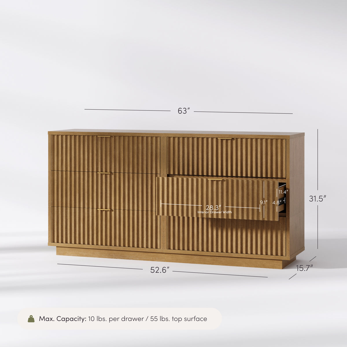 Modern Stackable 6-Drawer Modular Dresser Light Brown - Nathan James