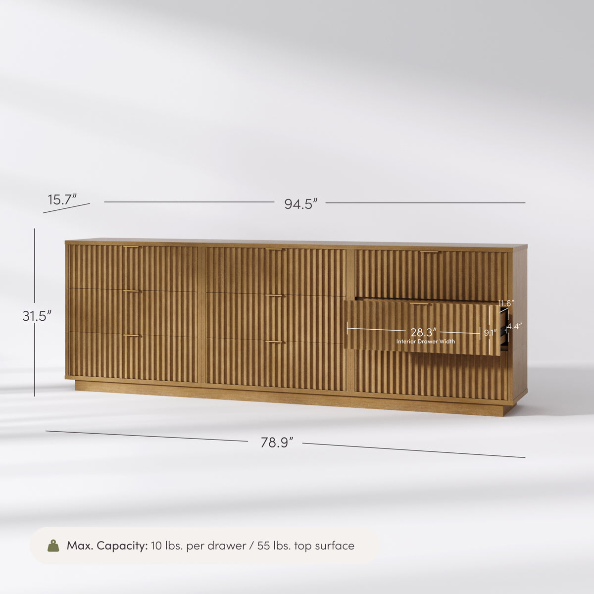 Modern Stackable 9-Drawer Modular Dresser Light Brown - Nathan James