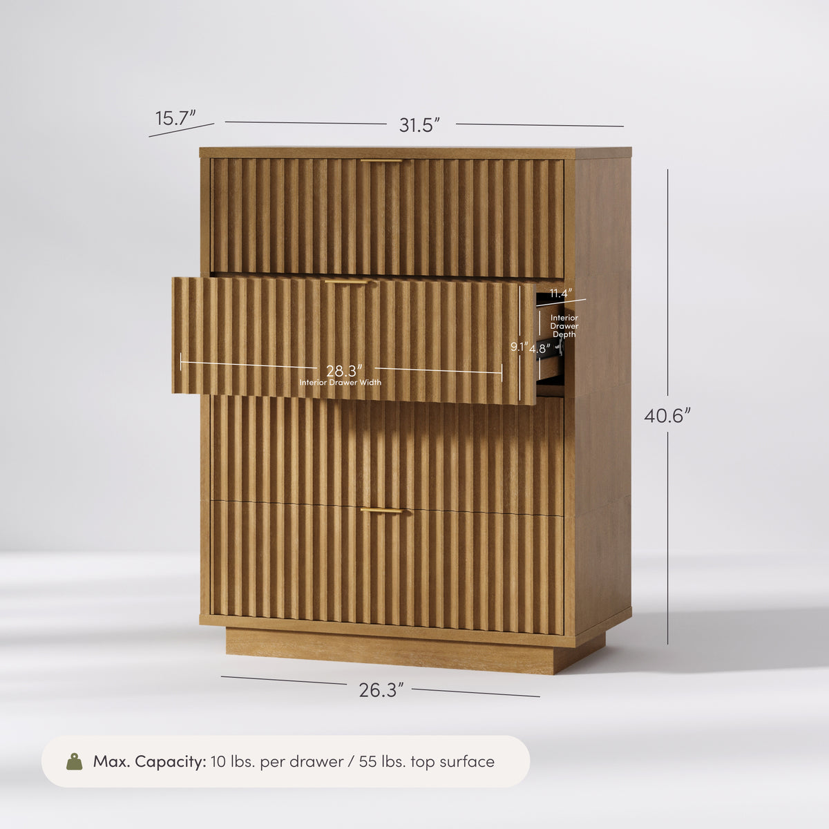 Modern Stackable 4-Drawer Modular Dresser Light Brown - Nathan James