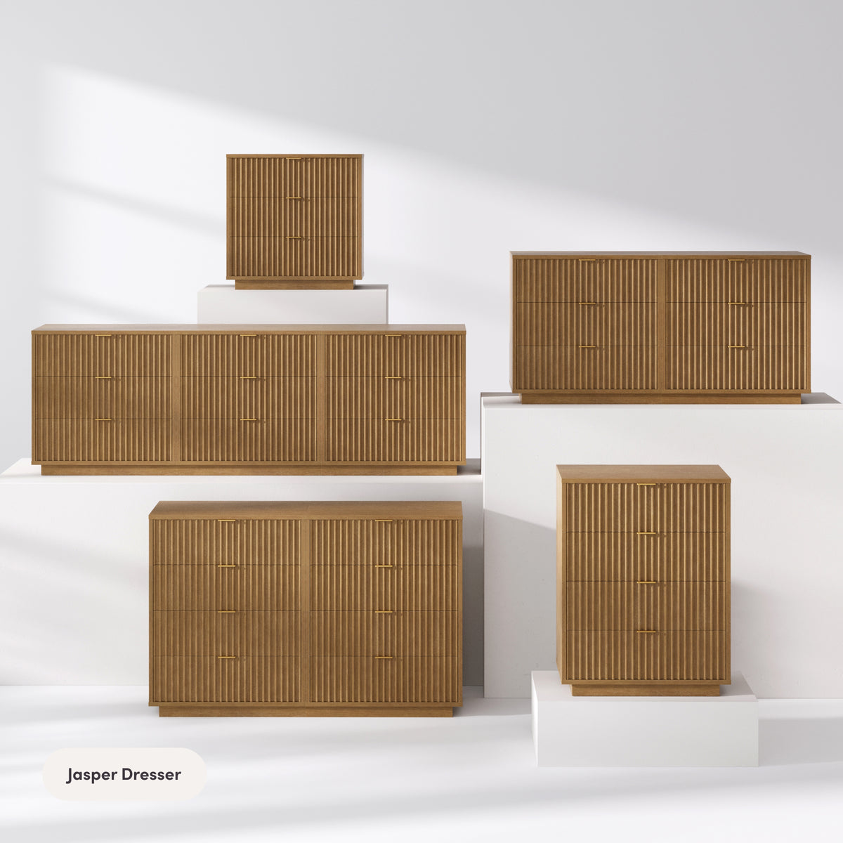 Modern Stackable 4-Drawer Modular Dresser Light Brown - Nathan James