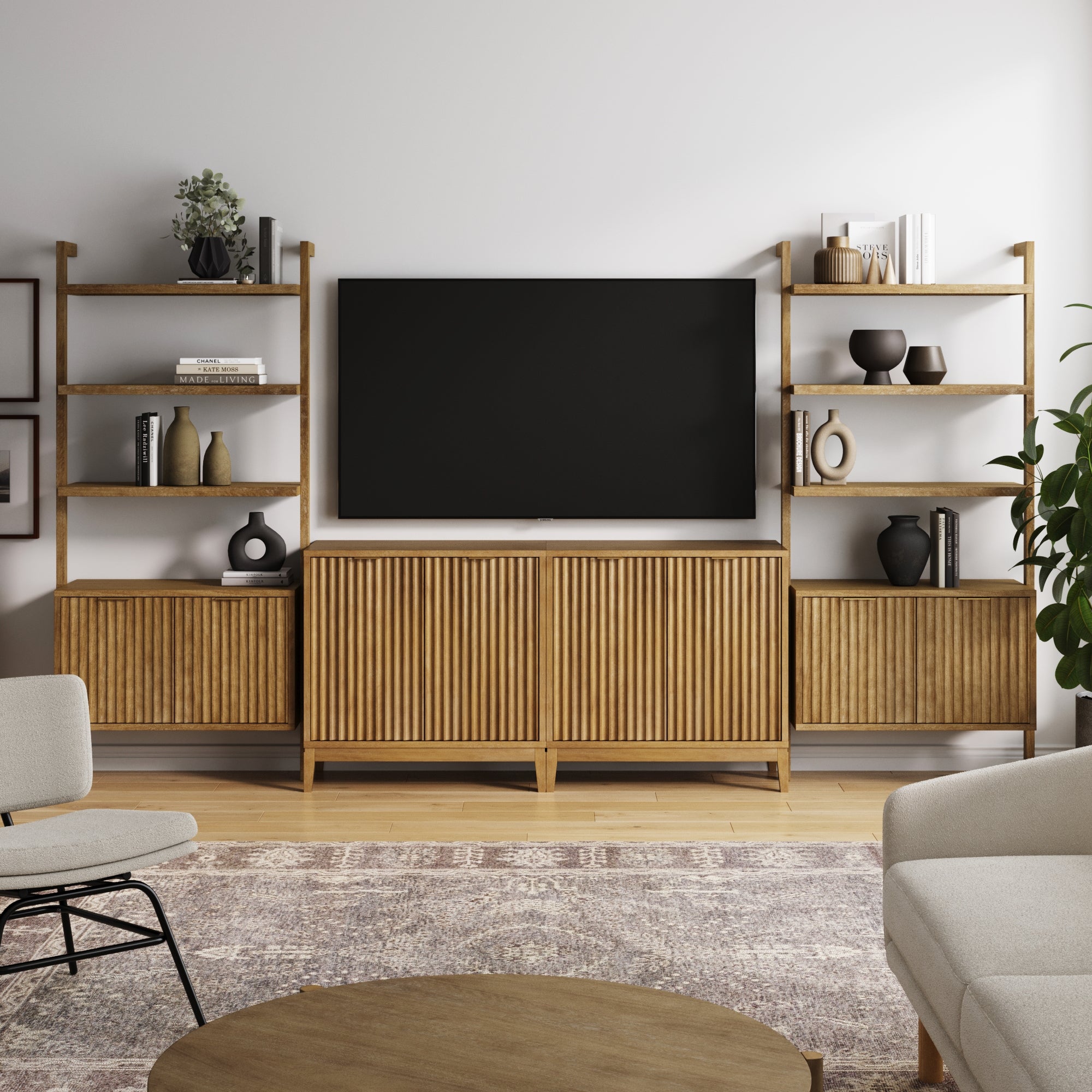 Modern Entertainment Center Medium Brown