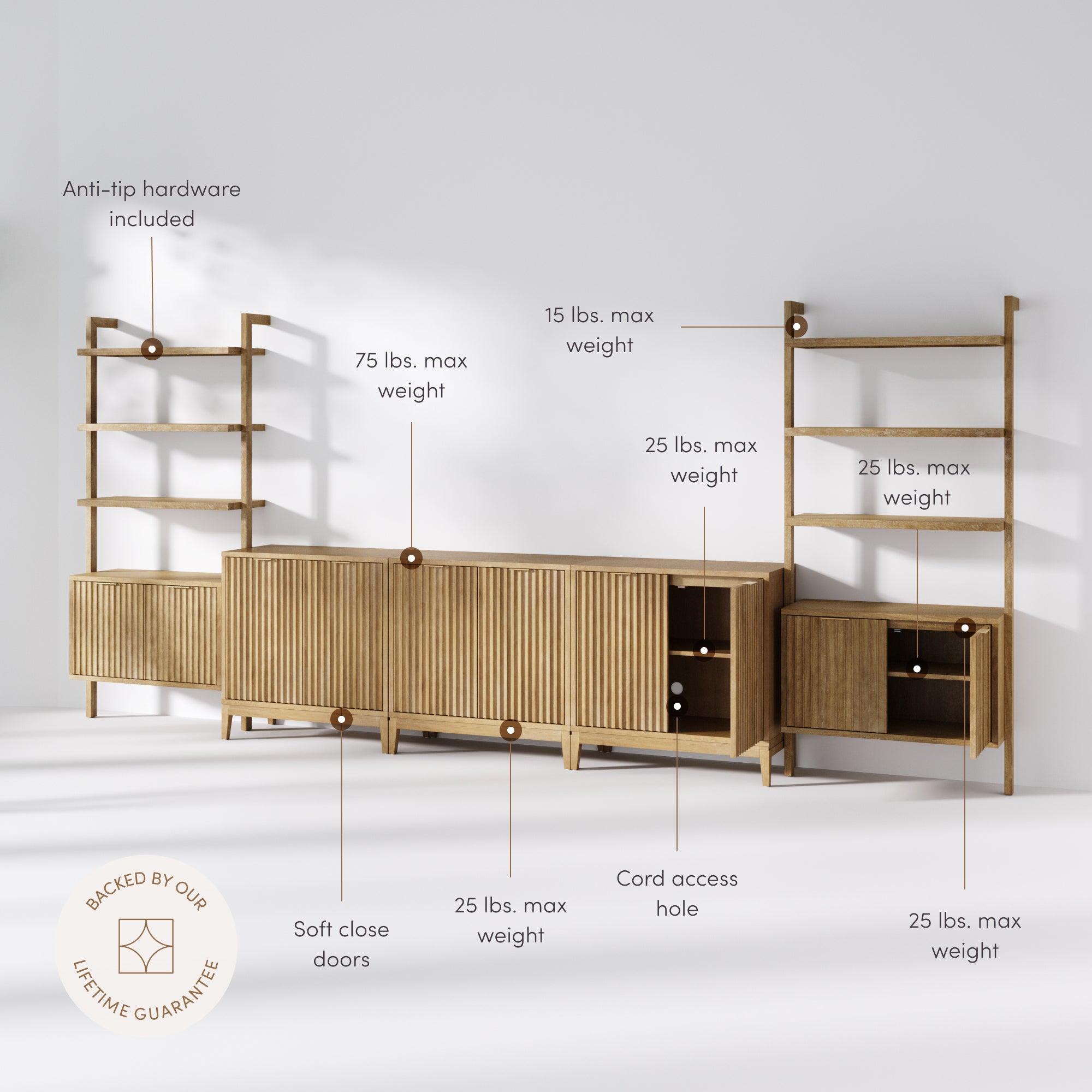 Jasper Entertainment Center Light Brown Wood | Nathan James