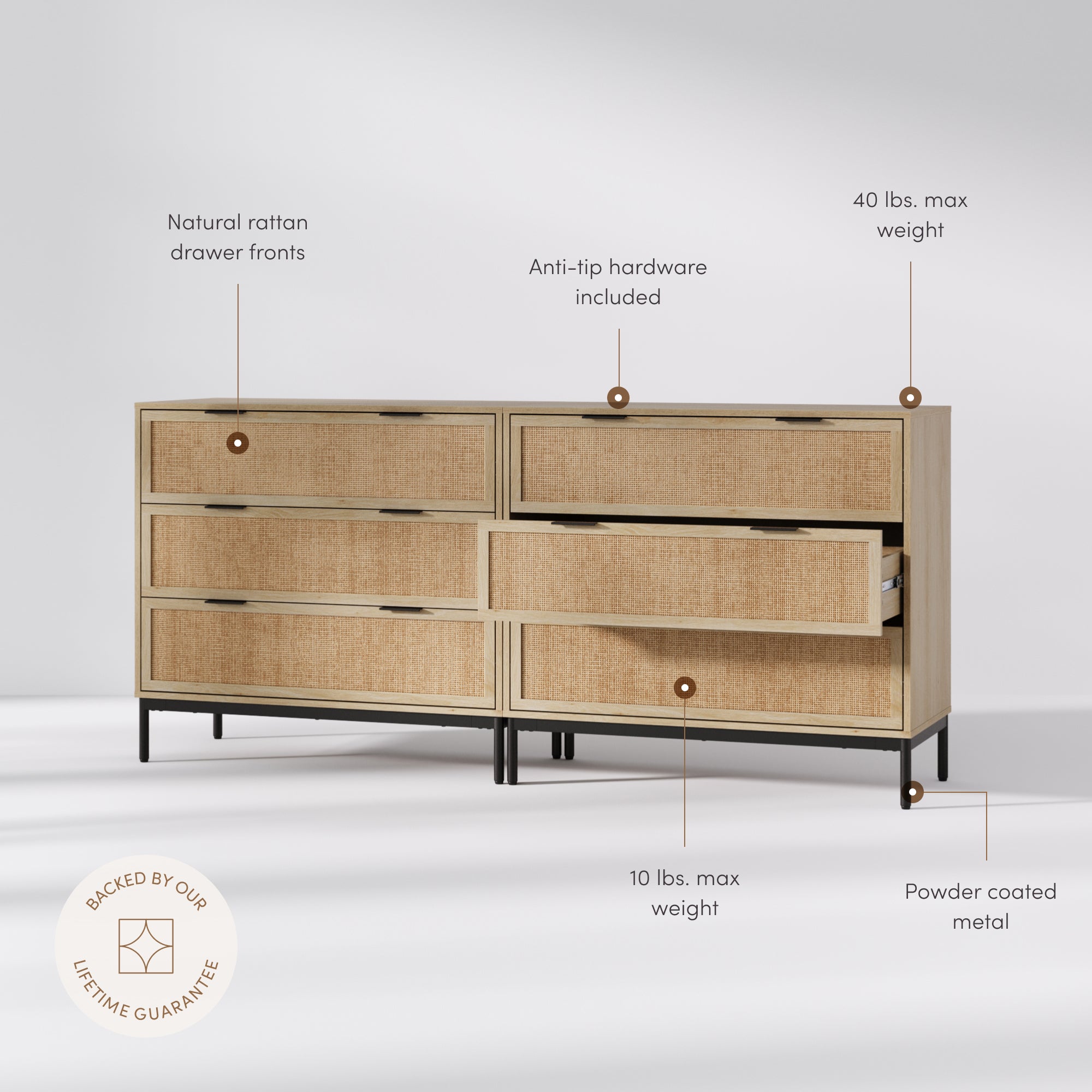 Andrew Dresser Rattan Light Oak Set of 2 | Nathan James