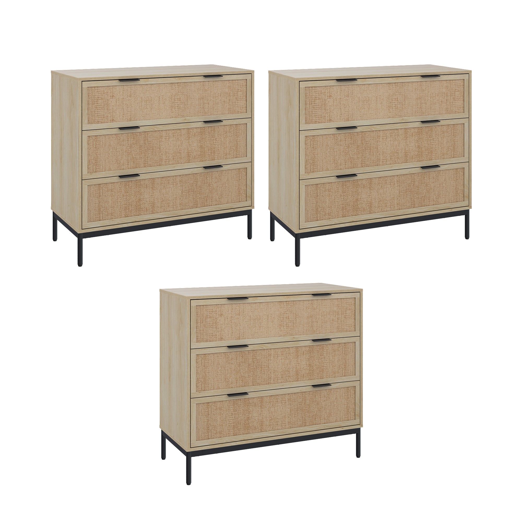 Andrew Dresser Rattan Light Oak Set of 3 | Nathan James