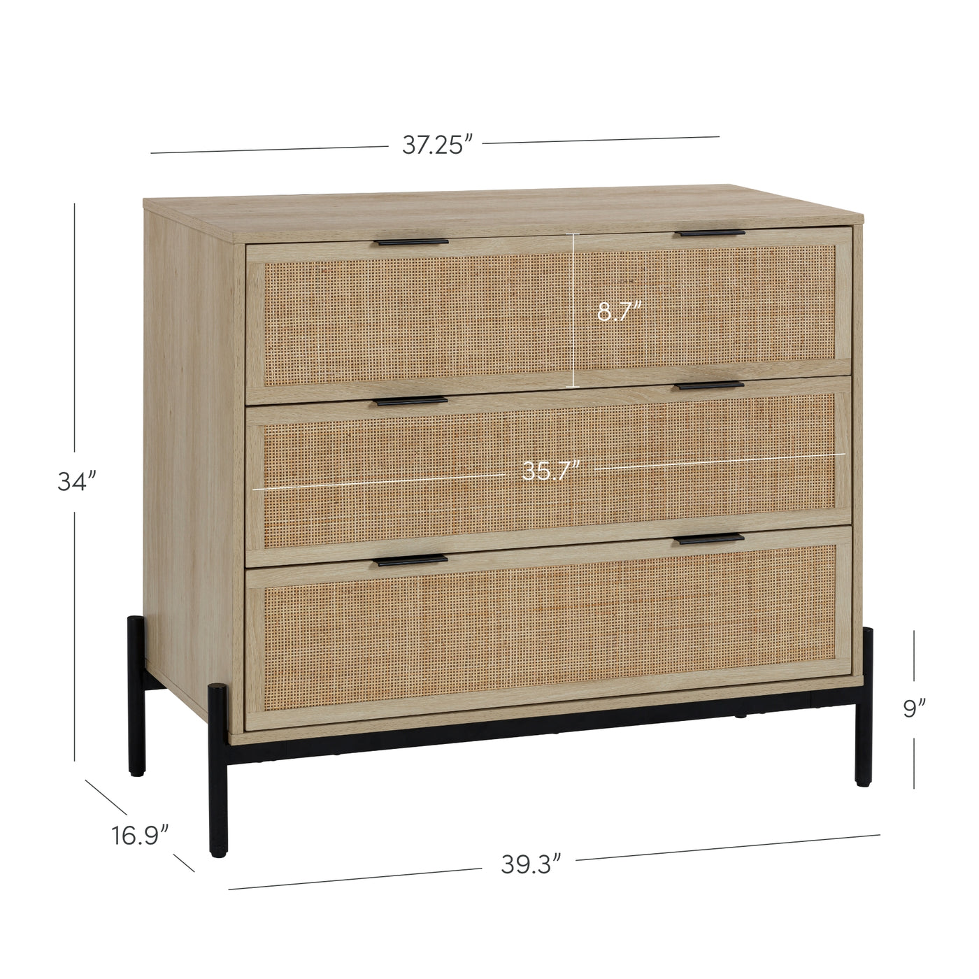 Andrew Rattan & Wood 3-Drawer Dresser Light Oak | Nathan James