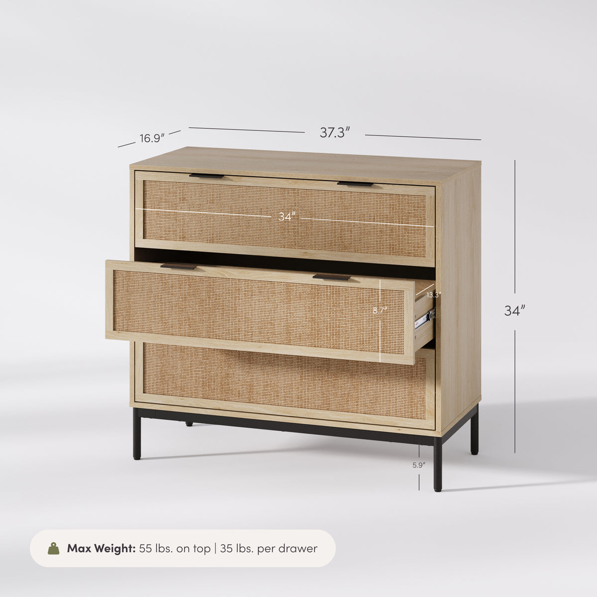 nathan james dresser Nathan James Jasper Mid Century Modern 3-Drawer Dresser with Solid Wood Frame, Fluted Dresser for Nursery or Small Drawer for Bedroom, Warm Pine