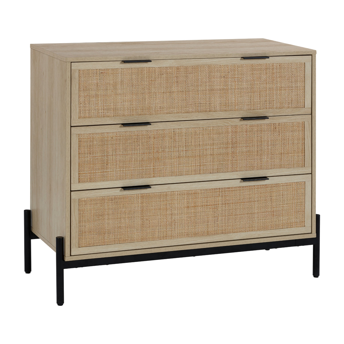 Andrew Dresser Rattan Wood Light Oak 3-Drawer
