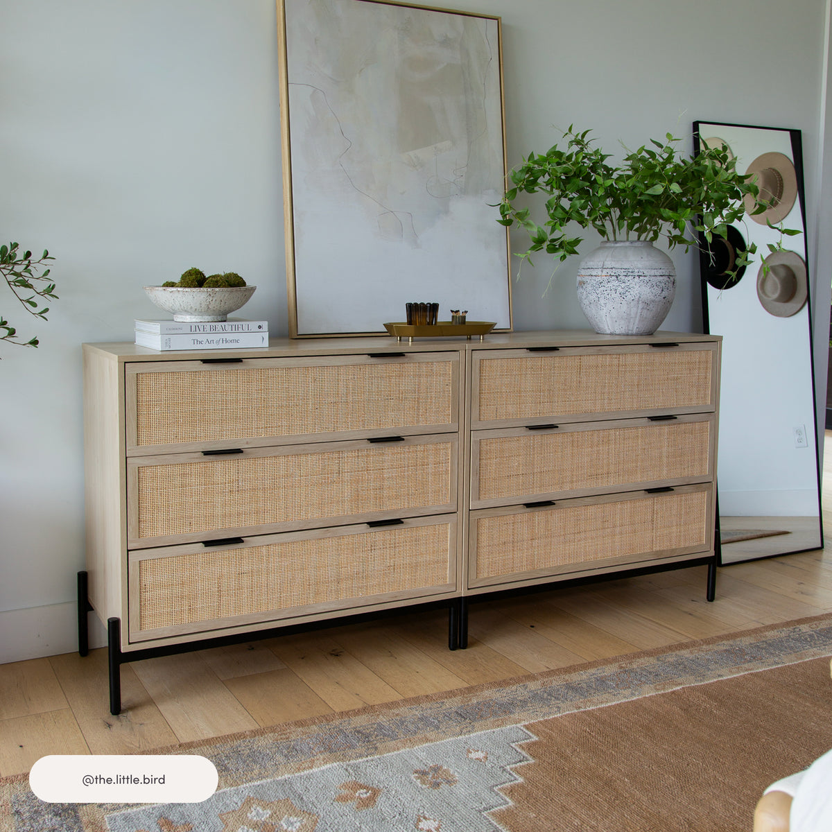 nathan james dresser Mid-Century Fluted 3-Drawer Dressers Warm Pine (Set of 2)