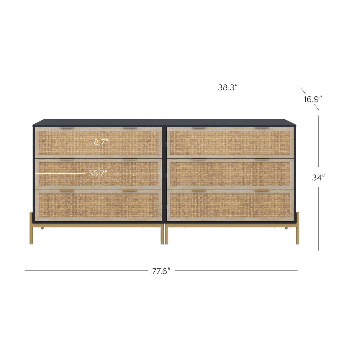 dresser in spanish language Andrew Boho Wood 3-Drawer Dresser Black Set of 2