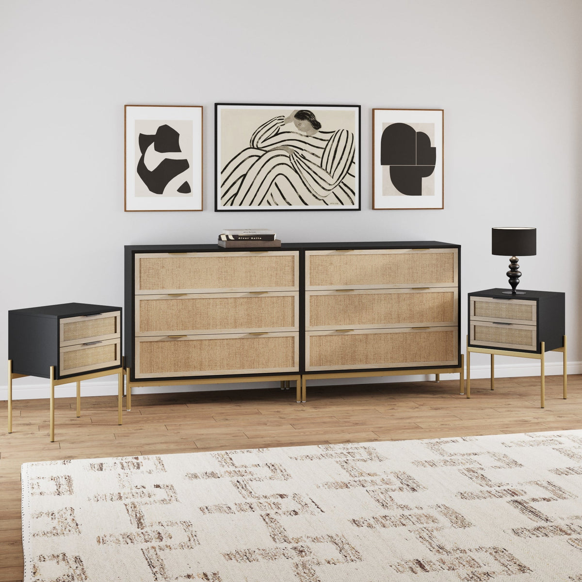 black bedroom dresser set Andrew Bohemian Bedroom Set Black Oak