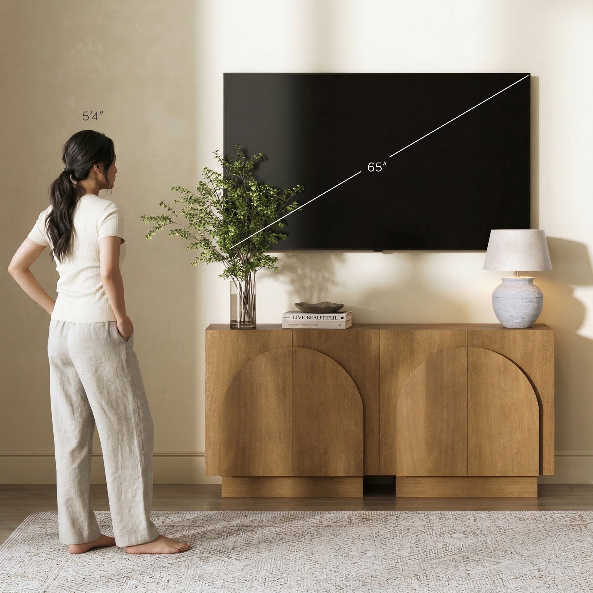 Iris Credenza Wood Light Brown Arched Set of 2 | Nathan James