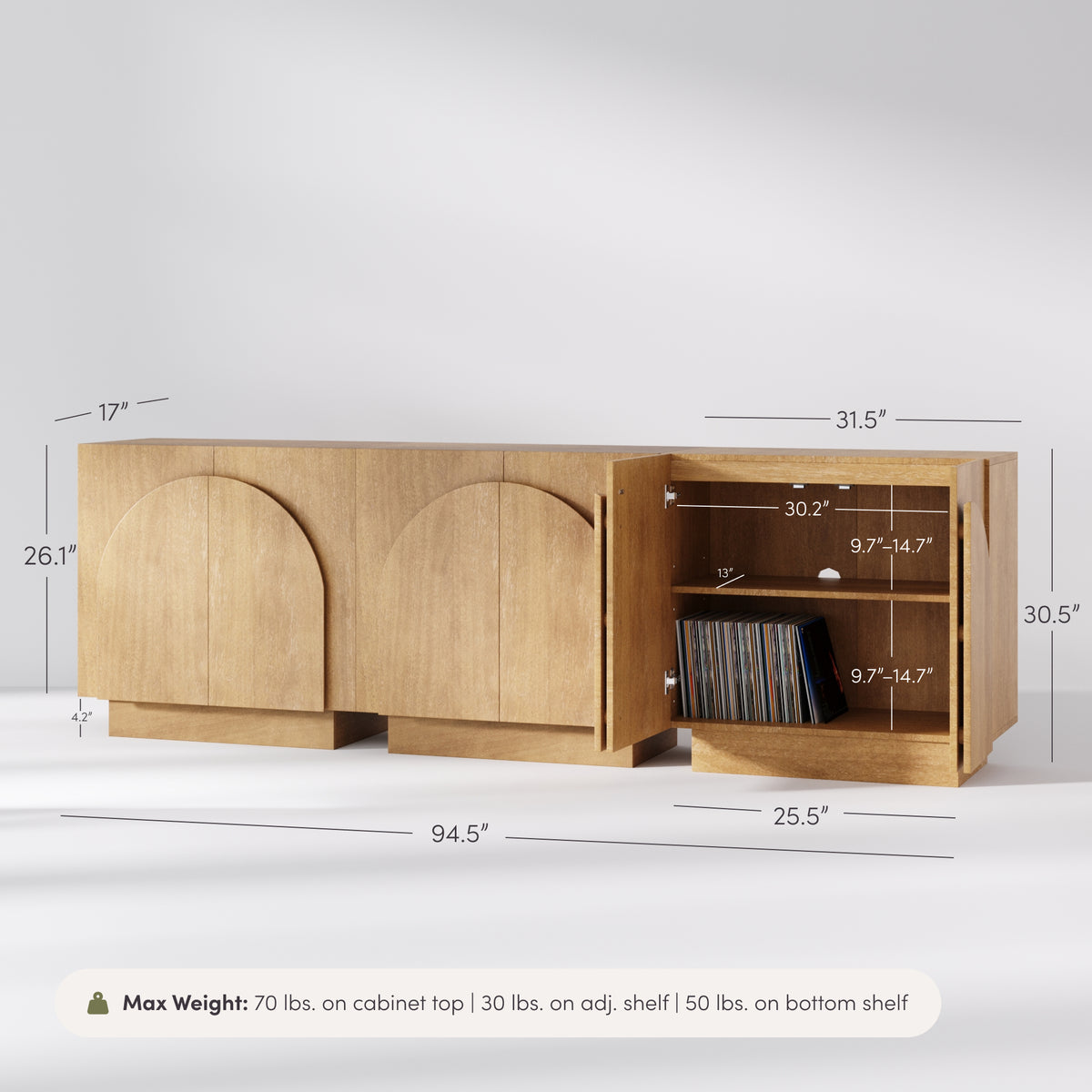Wood Arched TV Console Stand for TVs up to 75" Brown - Nathan James