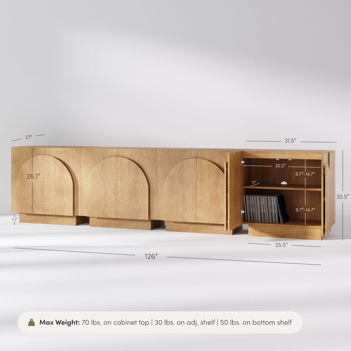 Wood Arched TV Console Stand for TVs up to 100" Brown - Nathan James
