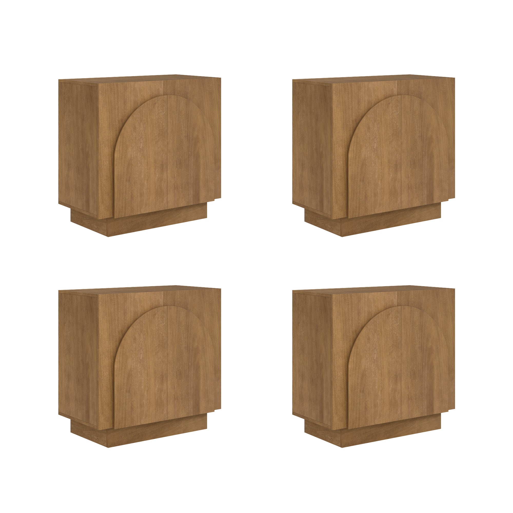Iris Mid-Century Wood Arched Storage Cabinet Set of 4 | Nathan James