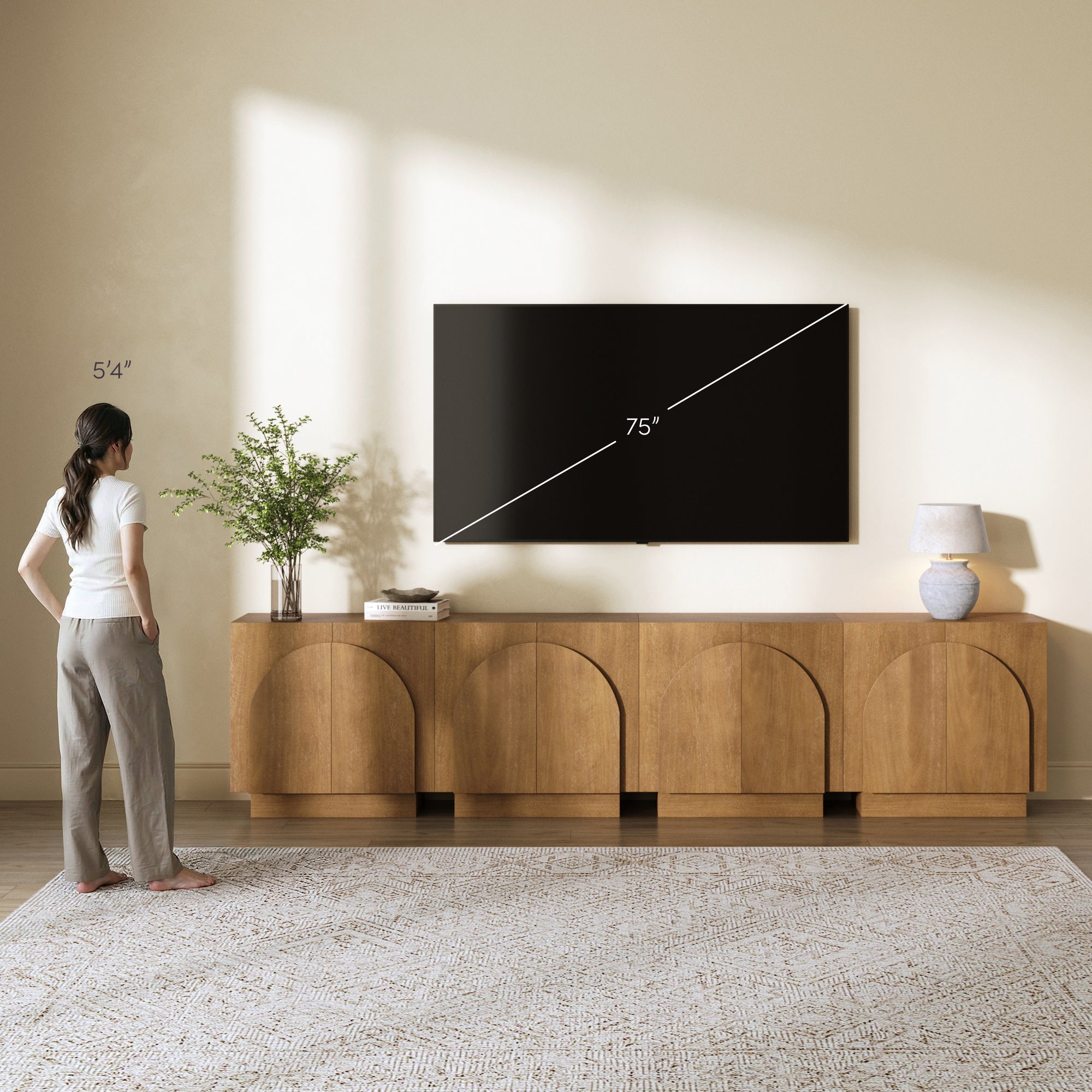 Iris TV Console Wood Arched for TVs up to 100