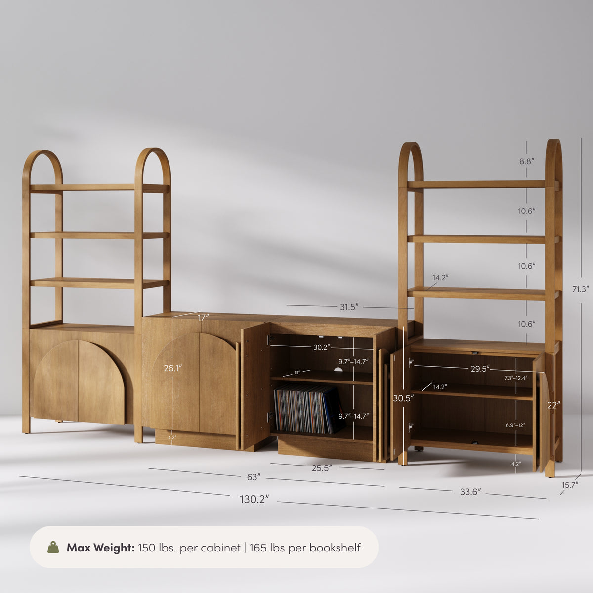 Mid-Century Arched Entertainment Center Light Brown - Nathan James