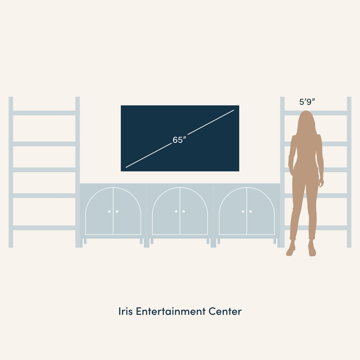 Entertainment Frame Iris Entertainment Center Wood Arched Mid-Century | Nathan James