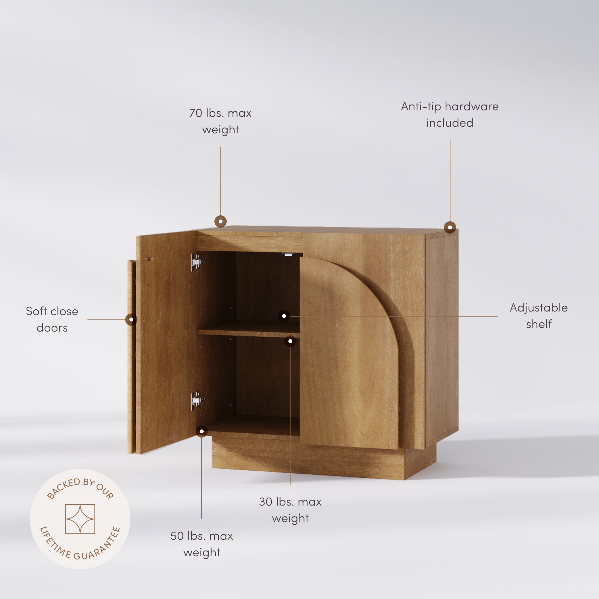 Iris Mid-Century Wood Arched Storage Cabinet | Nathan James