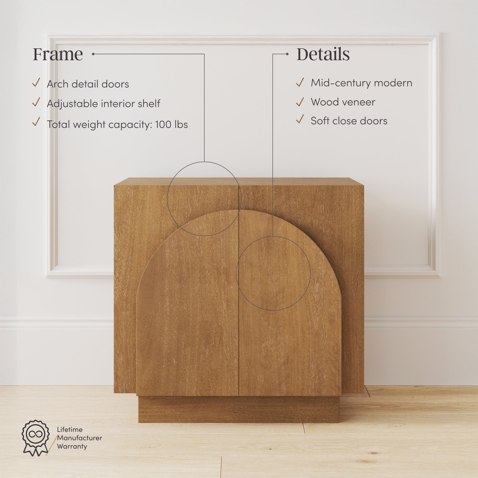 Iris Mid-Century Wood Arched Storage Cabinet Set of 3 | Nathan James