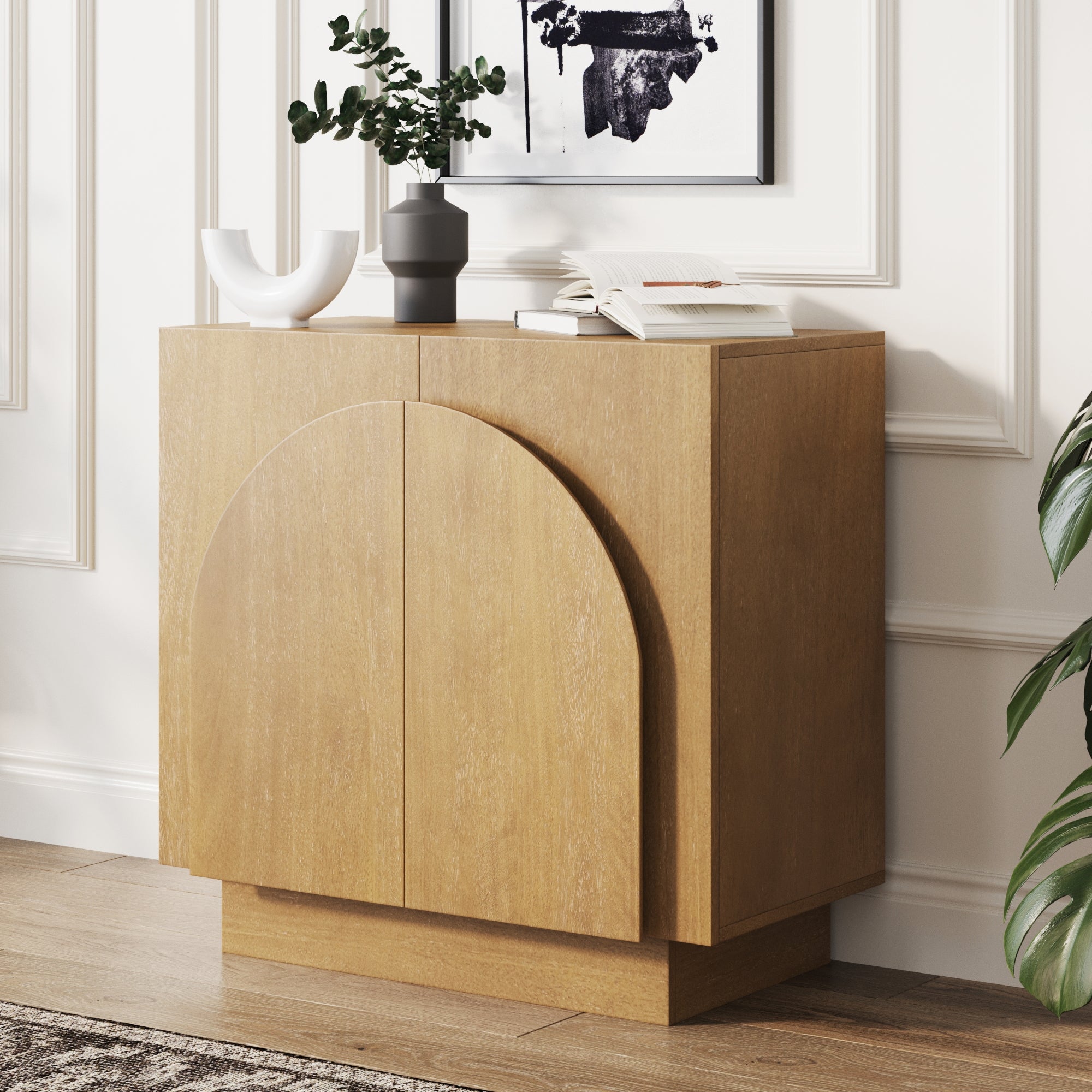 Iris Mid-Century Wood Arched Storage Cabinet | Nathan James
