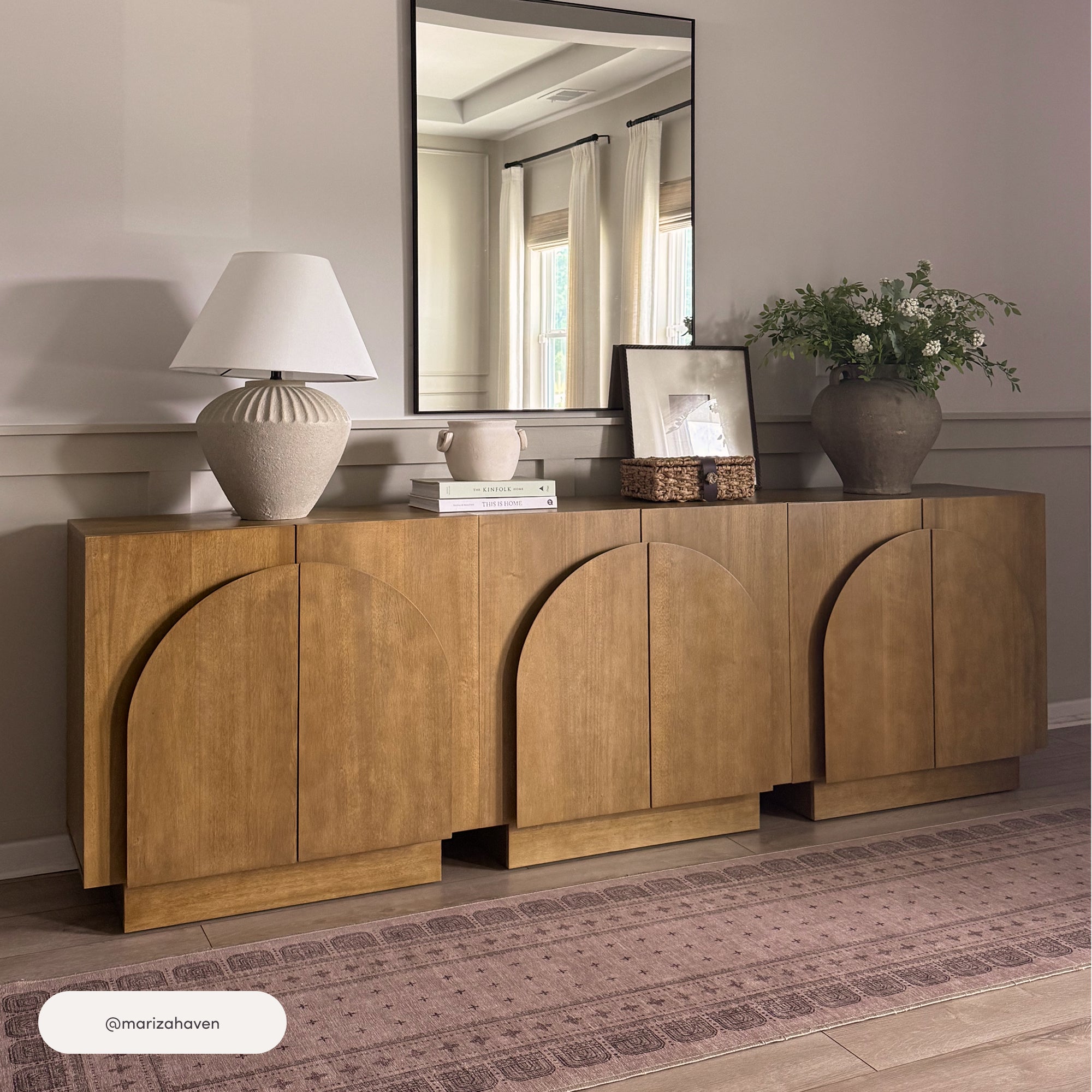 Iris Credenza Wood Light Brown Arched Set of 2 | Nathan James