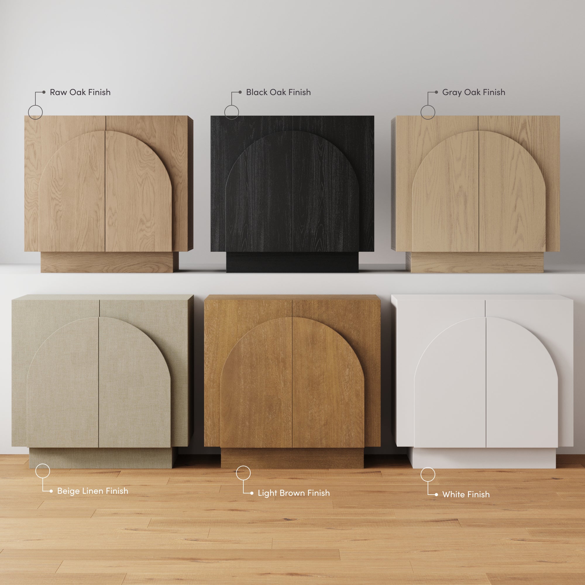 Iris Credenza Wood Light Brown Arched Set of 3 | Nathan James