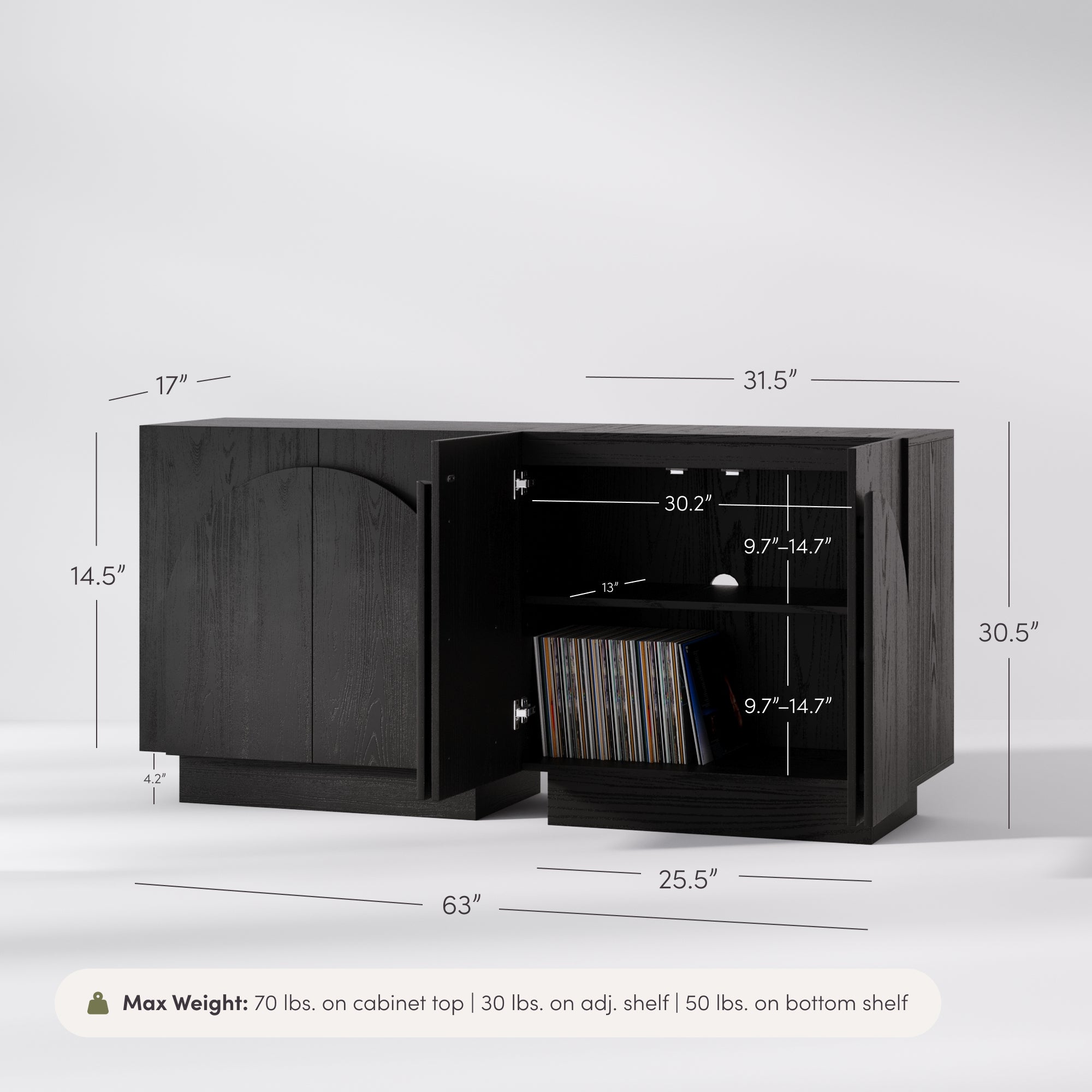 In the Woods...ブラックメタル　blackl Iris Credenza Black Wood Set of 2 Arched | Nathan James