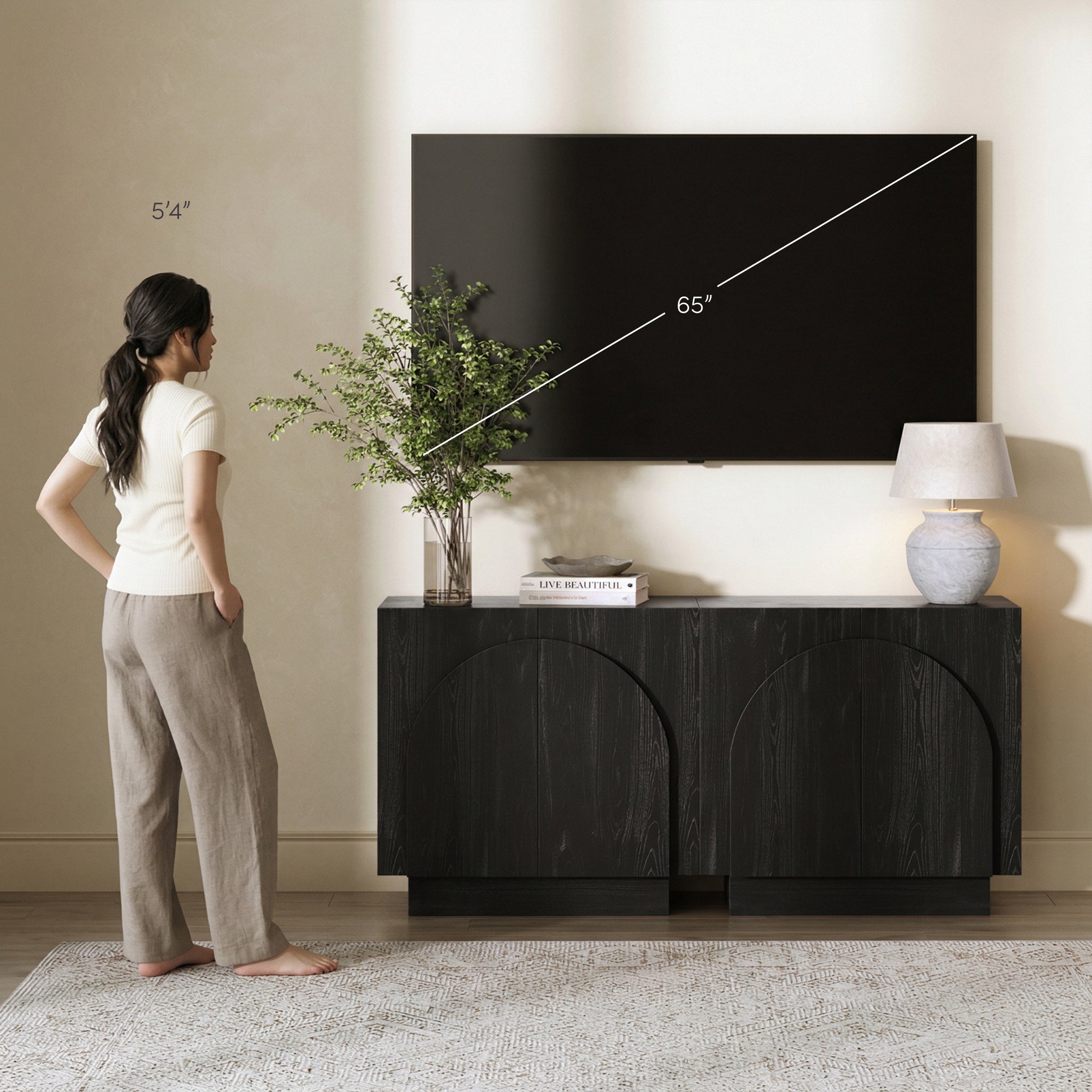Iris Credenza Black Wood Set of 2 Arched | Nathan James