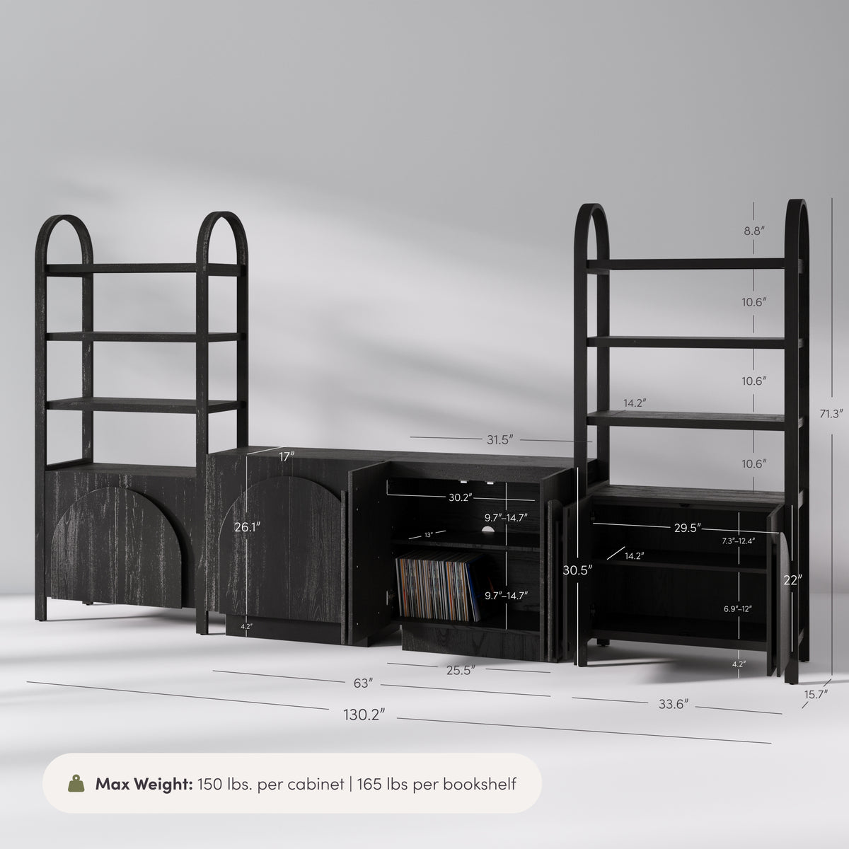Mid-Century Entertainment Center Black (2 Cabinets) - Nathan James