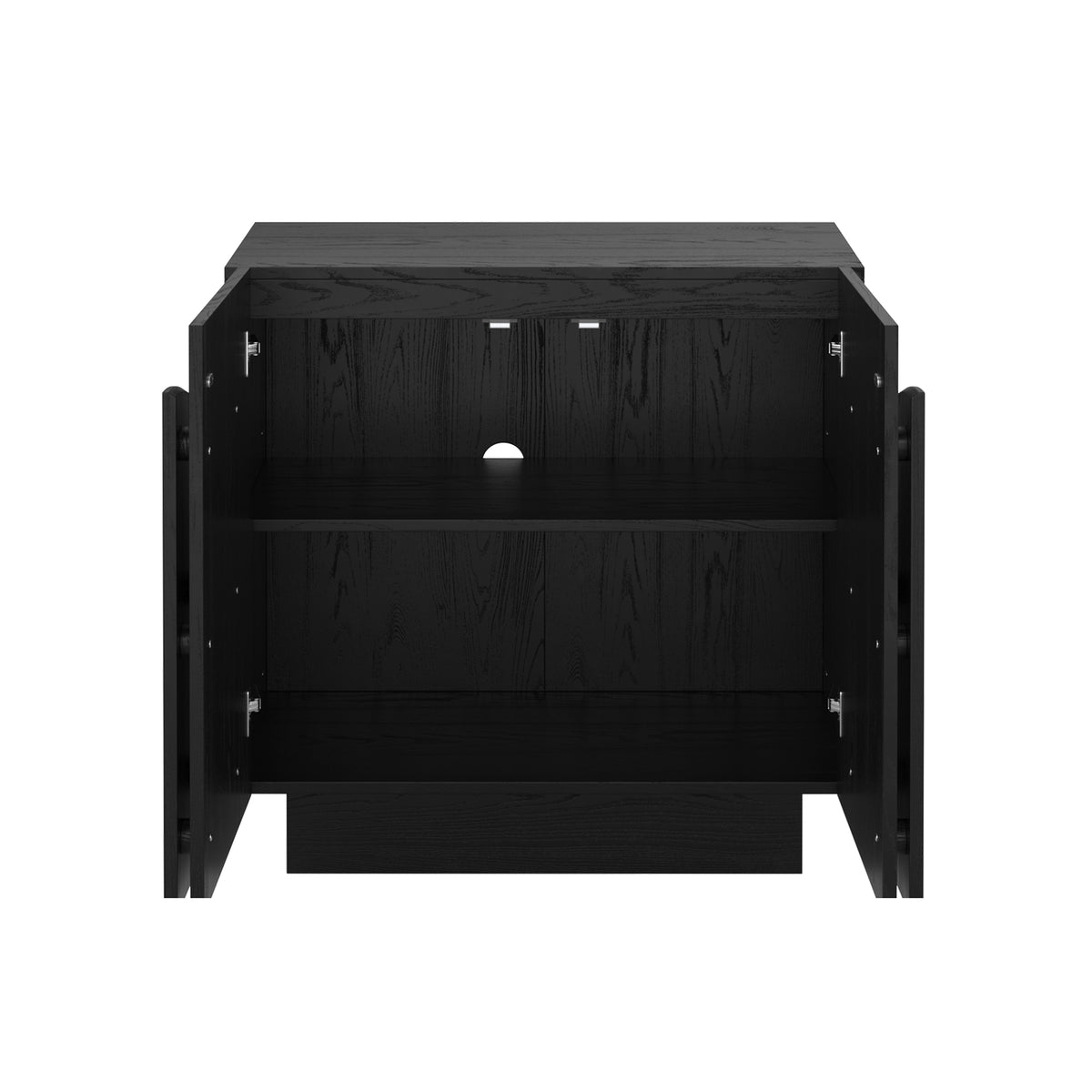 Nathan James Iris Black Oak 31 in. Mid-Century Modern Wooden Accent Cabinet with Adjustable Shelf and Arched Doors, Set of 4