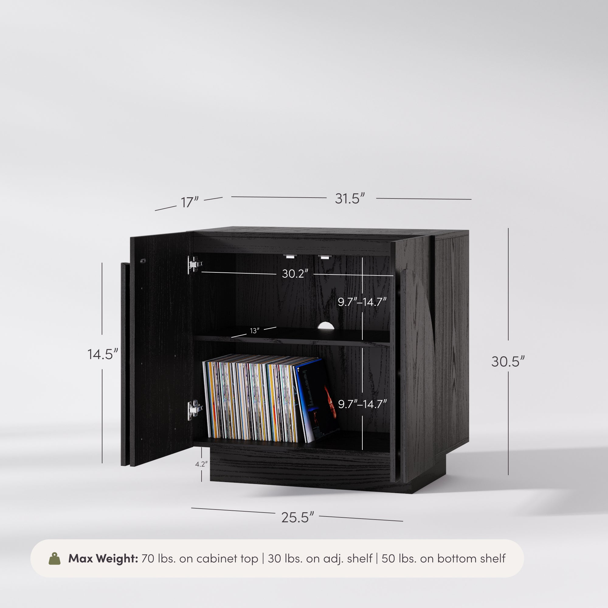 Iris Wood Mid-Century Arched Storage Cabinet Black | Nathan James