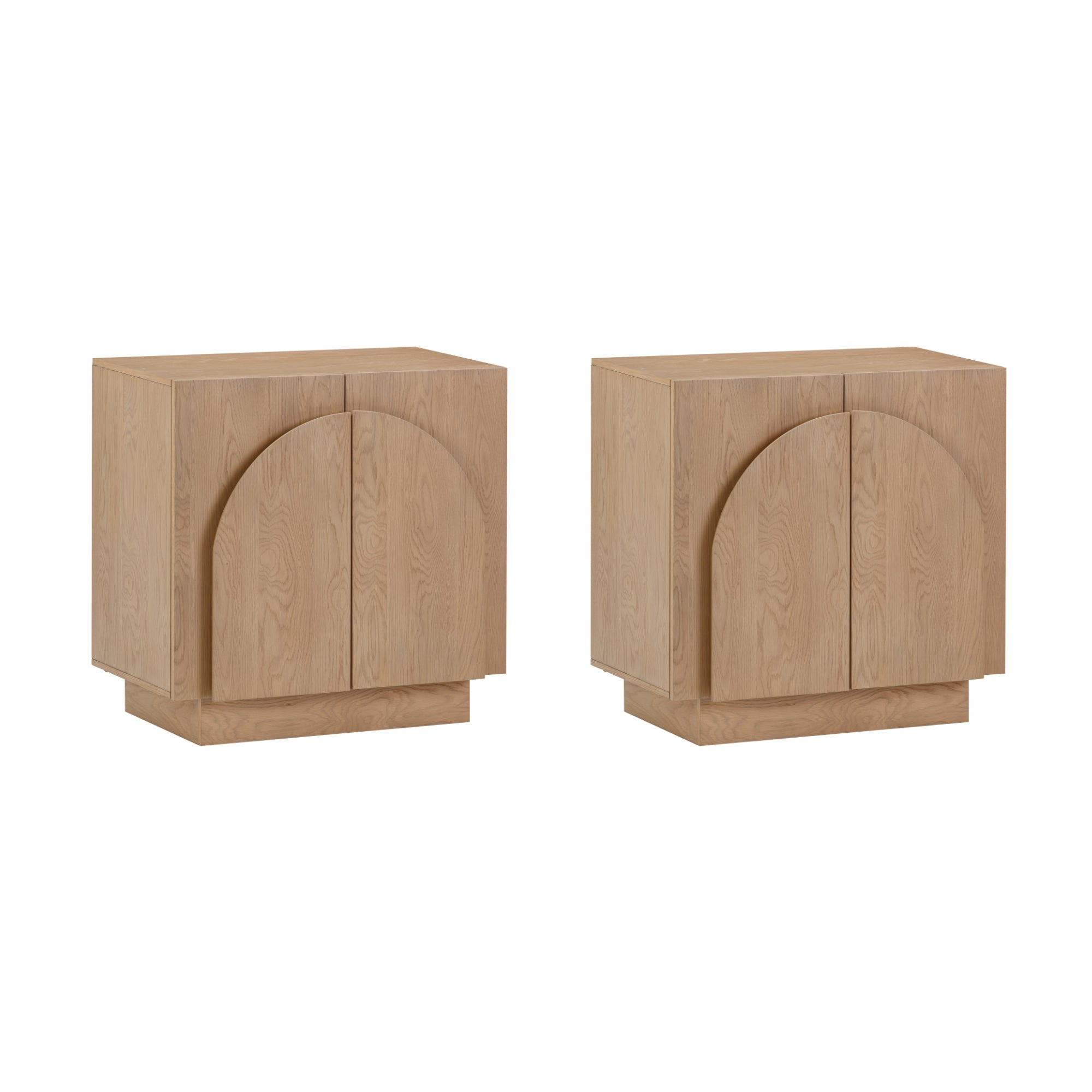 Arched TV Console Credenza Oak (Set of 2) - Thumbnail 5